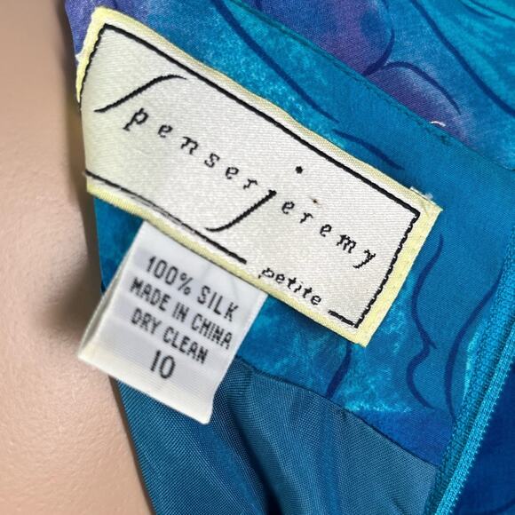 Vintage Spenser Jeremy Floral Print Silk Mini Faux Wrap Cocktail Dress - Picture 12 of 15